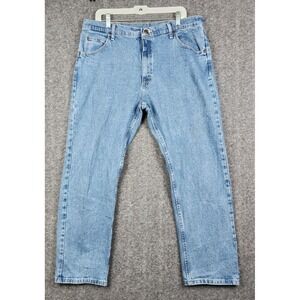 Wrangler Jeans Men 38x29 Light Blue Straight Leg Stretch Denim 1096FXVDB